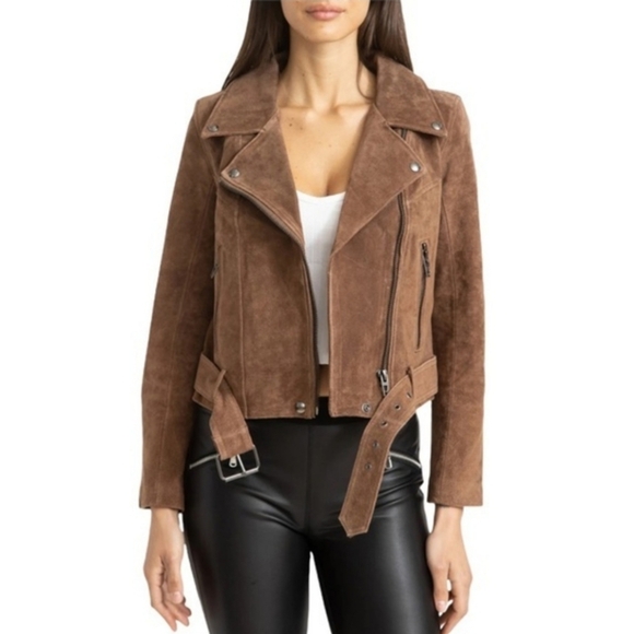 Blank NYC Suede Leather Moto Biker Jacket Coat - Picture 9 of 10